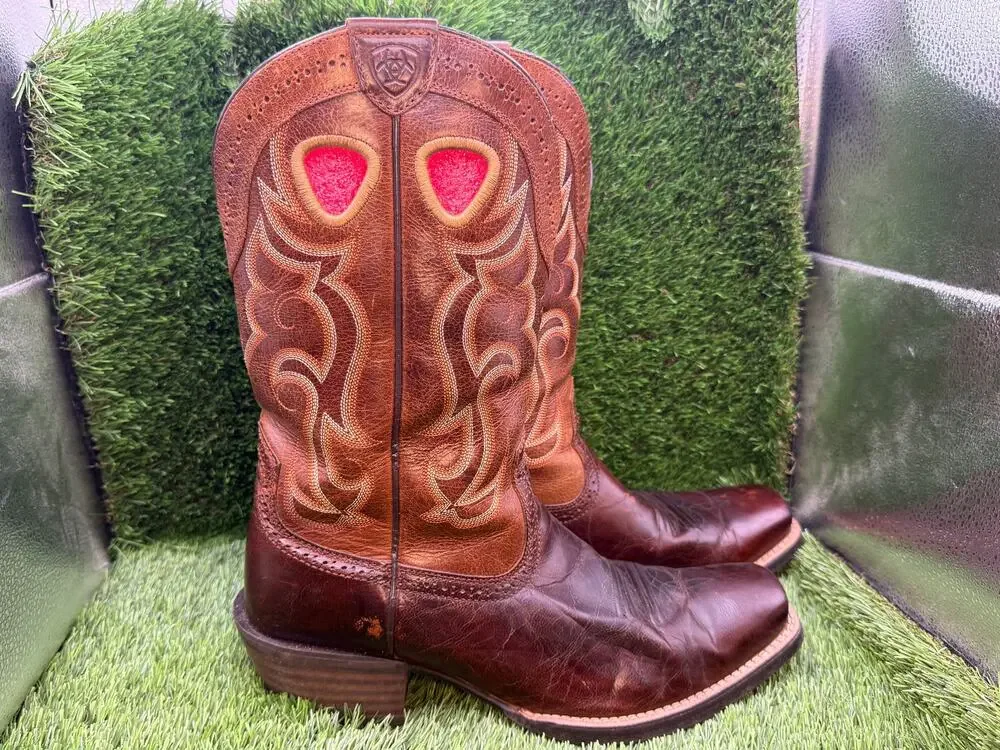 Ariat Rawhide 10010953 Western Boot Men's 10D Brown Leather Mid-Calf Cowboy